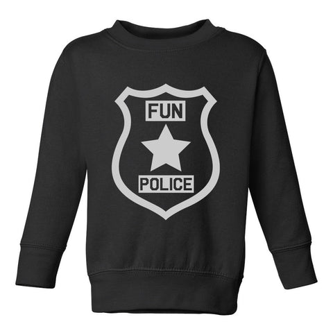 Fun Police Badge Star Toddler Boys Crewneck Sweatshirt Black