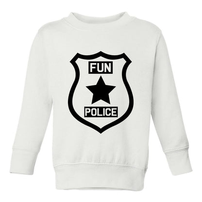 Fun Police Badge Star Toddler Boys Crewneck Sweatshirt White