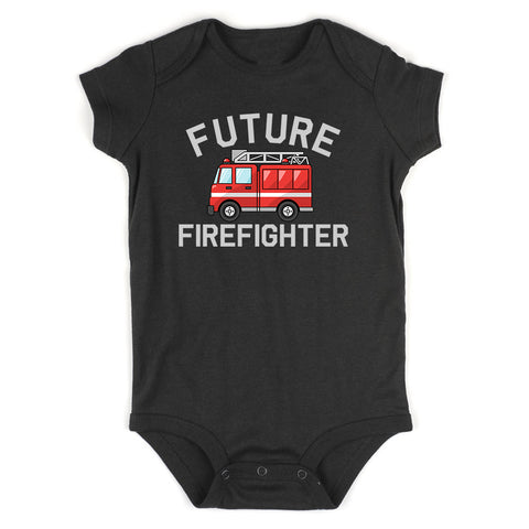Future Firefighter Firetruck Baby Bodysuit One Piece Black