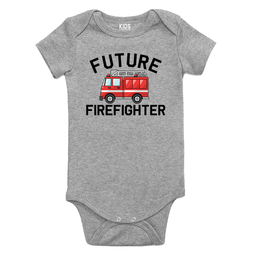 Future Firefighter Firetruck Baby Bodysuit One Piece Grey