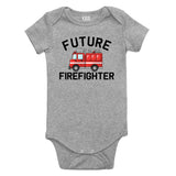 Future Firefighter Firetruck Baby Bodysuit One Piece Grey