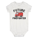 Future Firefighter Firetruck Baby Bodysuit One Piece White