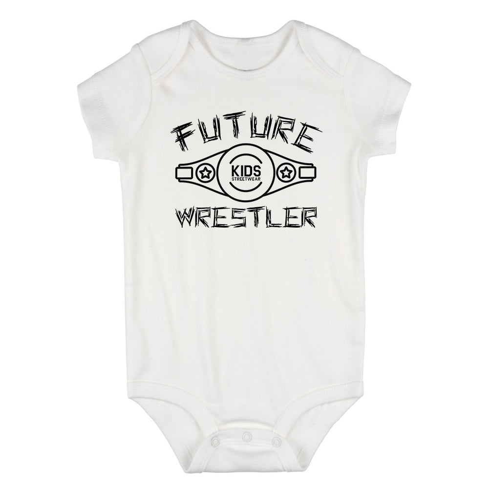 Future Wrestler Logo Belt Infant Baby Boys Bodysuit White