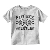 Future Wrestler Logo Belt Infant Baby Boys Short Sleeve T-Shirt Grey