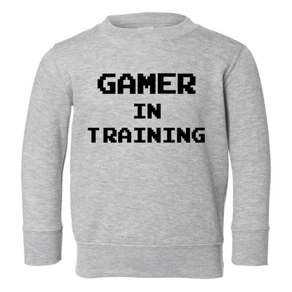 Gamer In Training Toddler Boys Crewneck Sweatshirt Grey