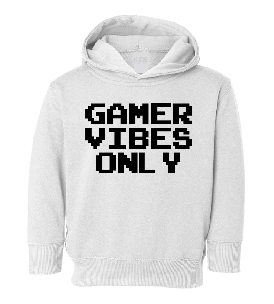 Gamer Vibes Only Toddler Boys Pullover Hoodie White