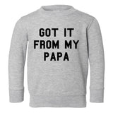Got It From My Papa Funny Son Toddler Boys Crewneck Sweatshirt Grey