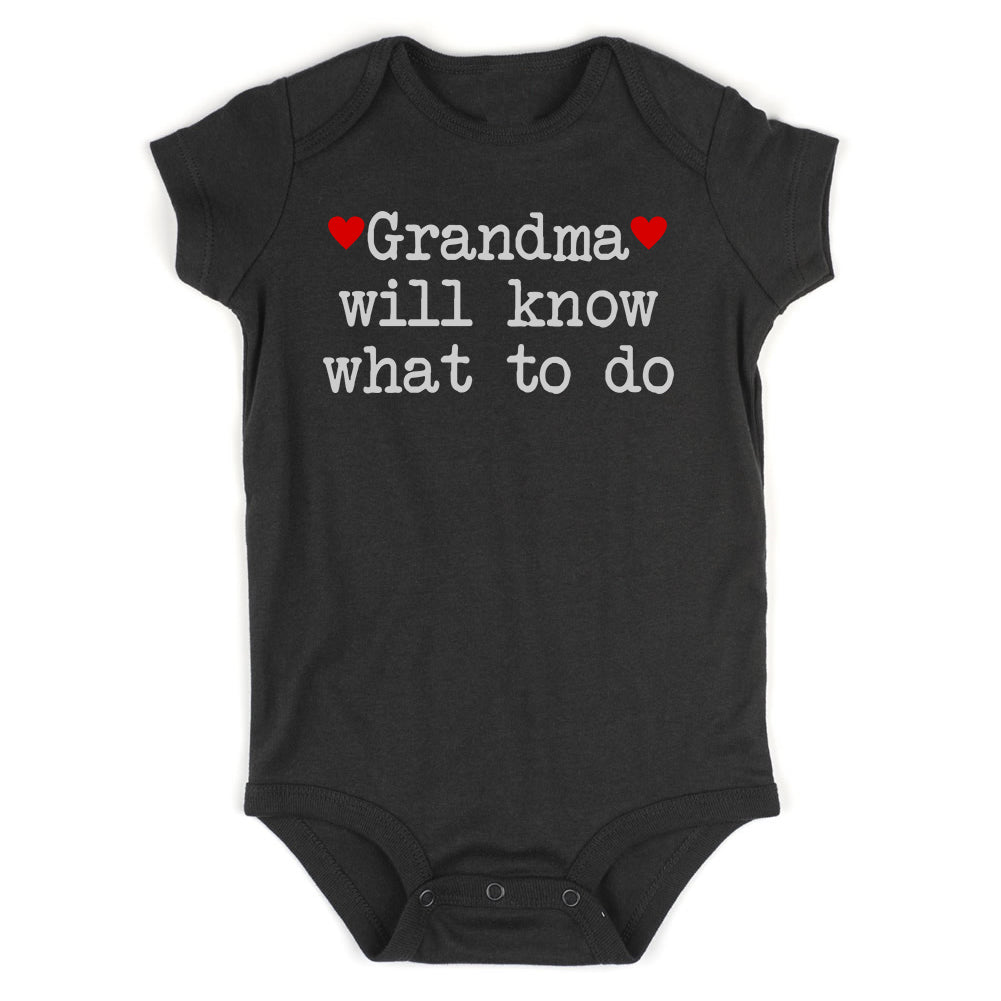 Grandma Will Know What To Do Heart Infant Baby Boys Bodysuit Black