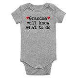 Grandma Will Know What To Do Heart Infant Baby Boys Bodysuit Grey