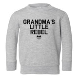 Grandmas Little Rebel Emoji Toddler Boys Crewneck Sweatshirt Grey