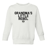 Grandmas Little Rebel Emoji Toddler Boys Crewneck Sweatshirt White