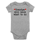 Grandpa Will Know What To Do Heart Infant Baby Boys Bodysuit Grey