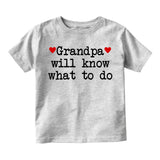 Grandpa Will Know What To Do Heart Infant Baby Boys Short Sleeve T-Shirt Grey