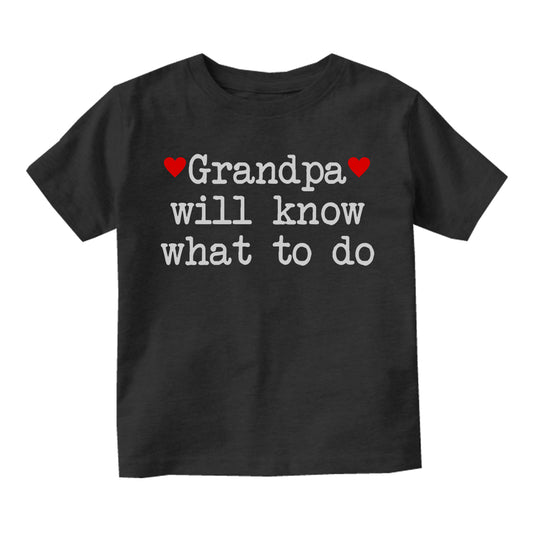 Grandpa Will Know What To Do Heart Toddler Boys Short Sleeve T-Shirt Black