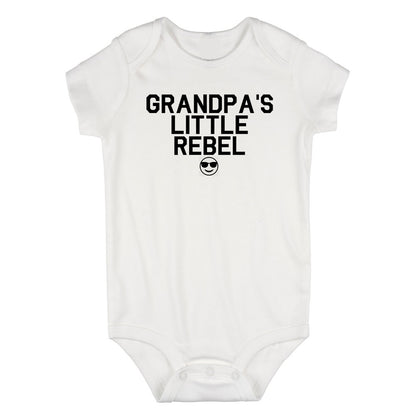 Grandpas Little Rebel Emoji Infant Baby Boys Bodysuit White