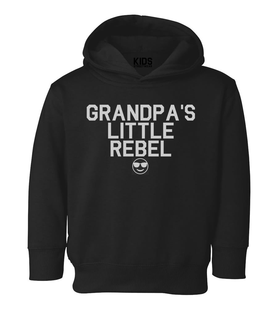 Grandpas Little Rebel Emoji Toddler Boys Pullover Hoodie Black