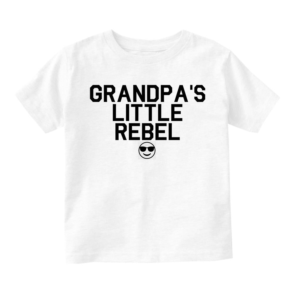 Grandpas Little Rebel Emoji Toddler Boys Short Sleeve T-Shirt White