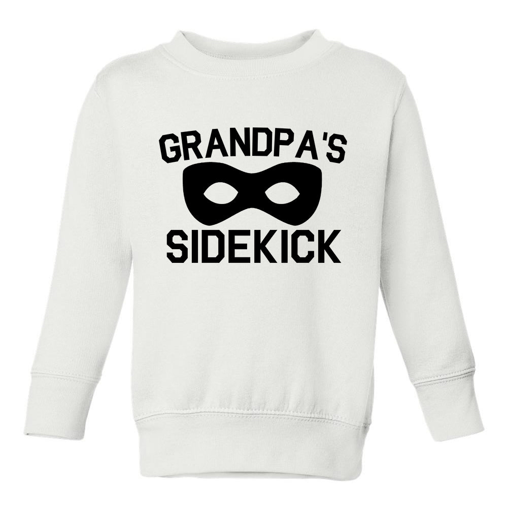 Grandpas Sidekick Hero Toddler Boys Crewneck Sweatshirt White
