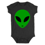 Green Alien Head Infant Baby Boys Bodysuit Black