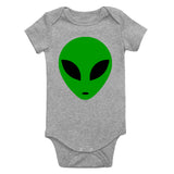 Green Alien Head Infant Baby Boys Bodysuit Grey