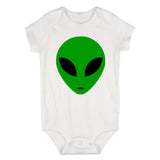 Green Alien Head Infant Baby Boys Bodysuit White