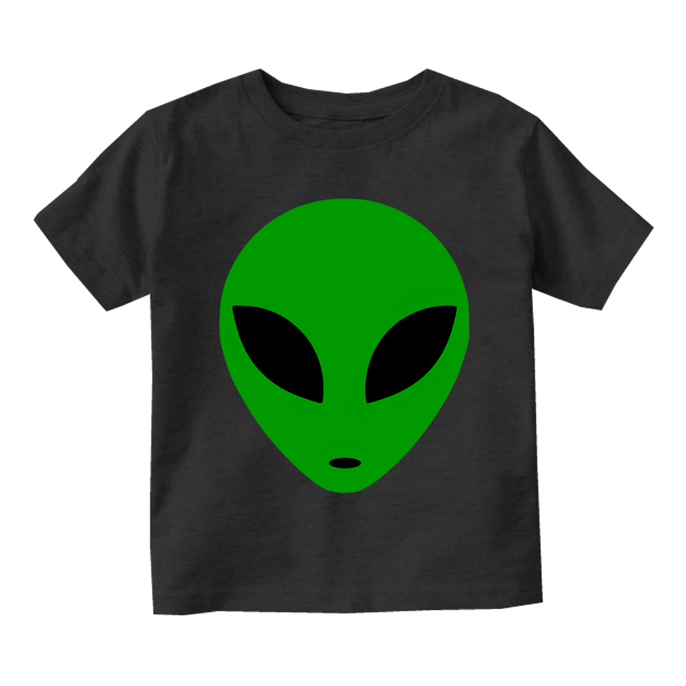 Green Alien Head Infant Baby Boys Short Sleeve T-Shirt Black
