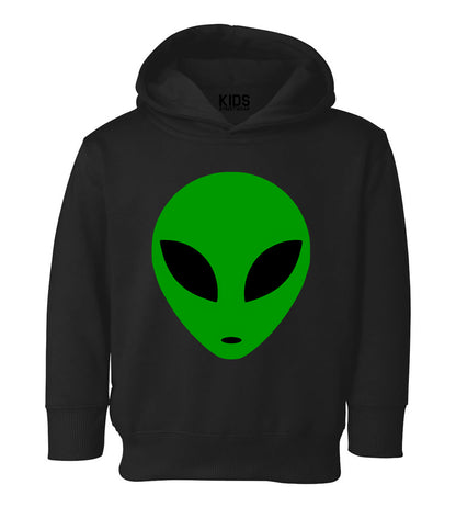 Green Alien Head Toddler Boys Pullover Hoodie Black