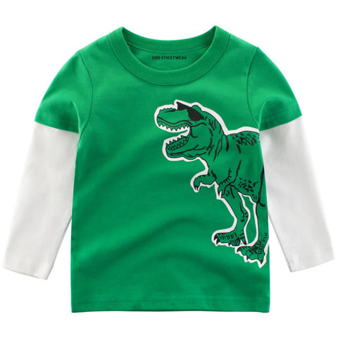 Green Funny Dinosaur Sunglasses RM Toddler Boys Long Sleeve Shirt