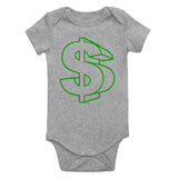 Green Money Sign Infant Baby Boys Bodysuit Grey