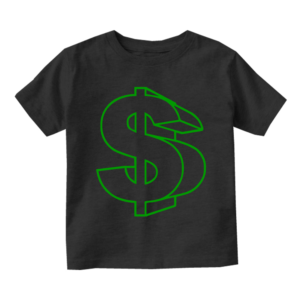 Green Money Sign Infant Baby Boys Short Sleeve T-Shirt Black
