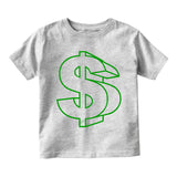 Green Money Sign Infant Baby Boys Short Sleeve T-Shirt Grey