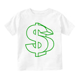 Green Money Sign Infant Baby Boys Short Sleeve T-Shirt White