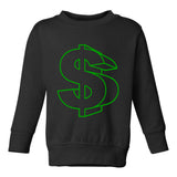 Green Money Sign Toddler Boys Crewneck Sweatshirt Black