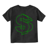 Green Money Sign Toddler Boys Short Sleeve T-Shirt Black