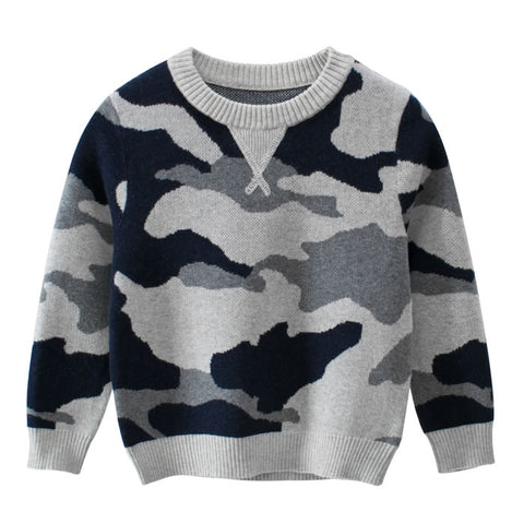 Grey Army Camo Knitted Toddler Boys Sweater