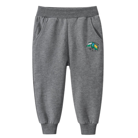 Grey Car Embroidered Toddler Boys Sweatpants