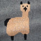 Grey Llama Pattern Toddler Knitted Cardigan Sweater Detail
