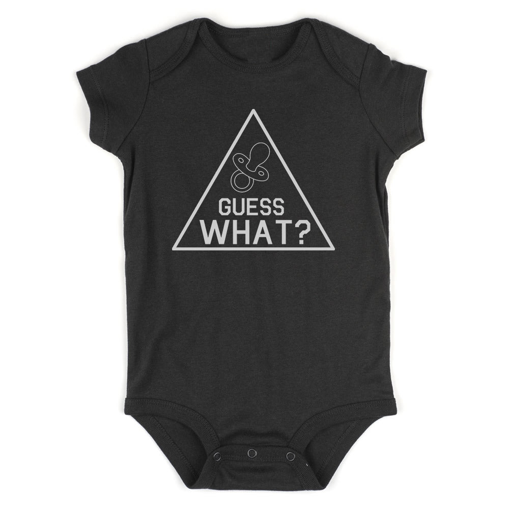 Guess What Announcement Baby Bodysuit One Piece Black