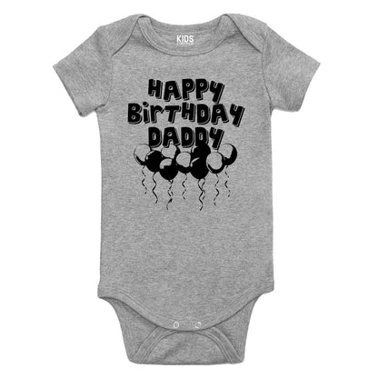 Happy Birthday Daddy Balloons Baby Bodysuit One Piece Grey