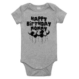 Happy Birthday Mommy Balloons Baby Bodysuit One Piece Grey