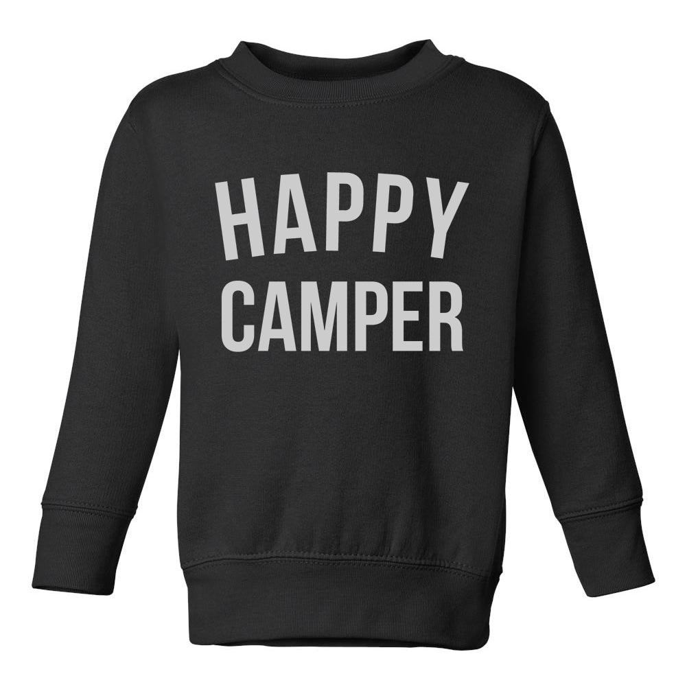 Happy Camper Camping Toddler Boys Crewneck Sweatshirt Black