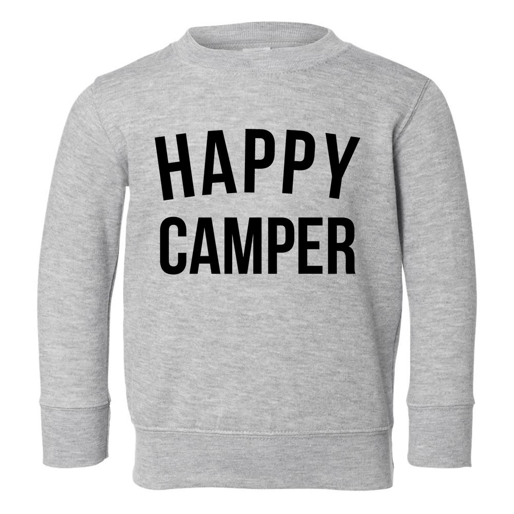 Happy Camper Camping Toddler Boys Crewneck Sweatshirt Grey