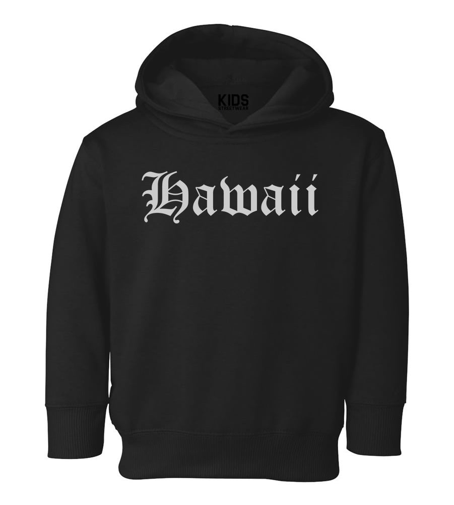 Hawaii State Old English Toddler Boys Pullover Hoodie Black