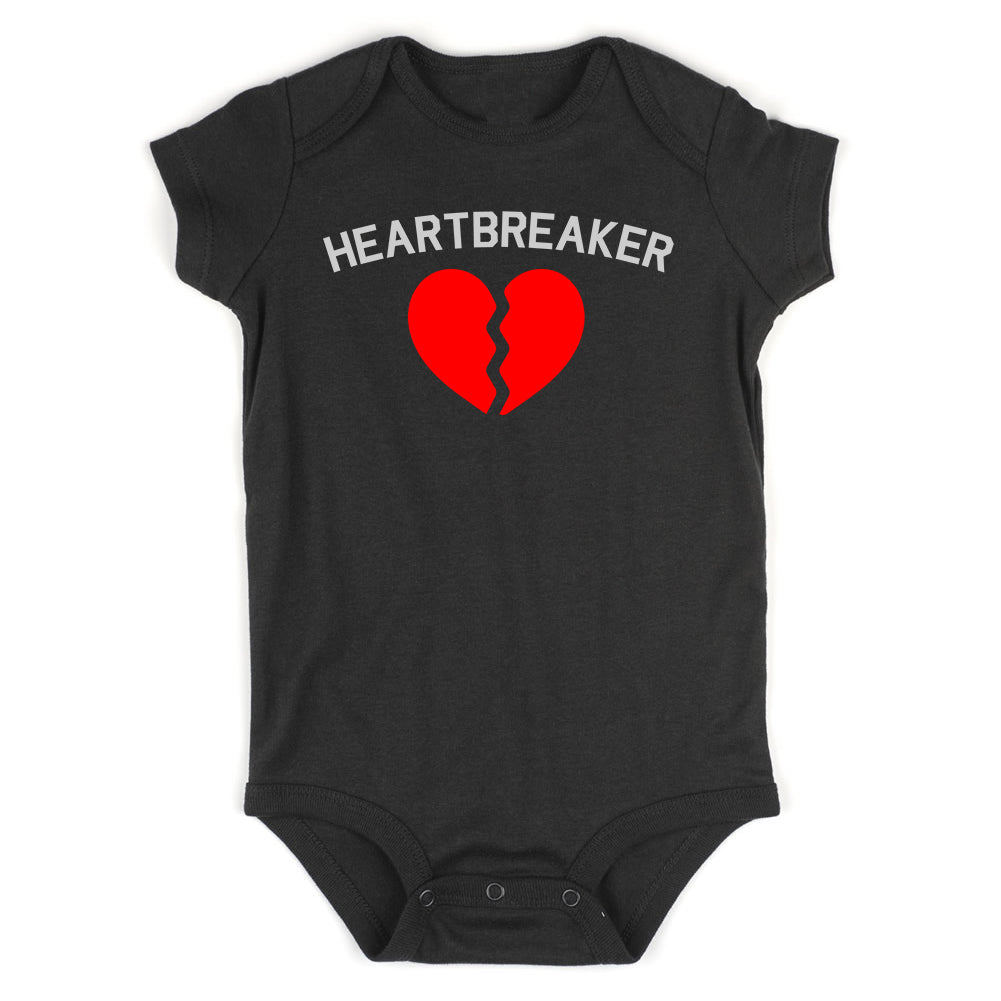 Heart Breaker Valentines Day Infant Baby Boys Bodysuit Black
