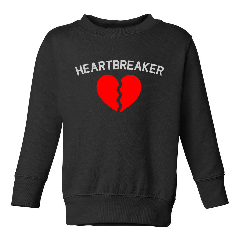 Heart Breaker Valentines Day Toddler Boys Crewneck Sweatshirt Black