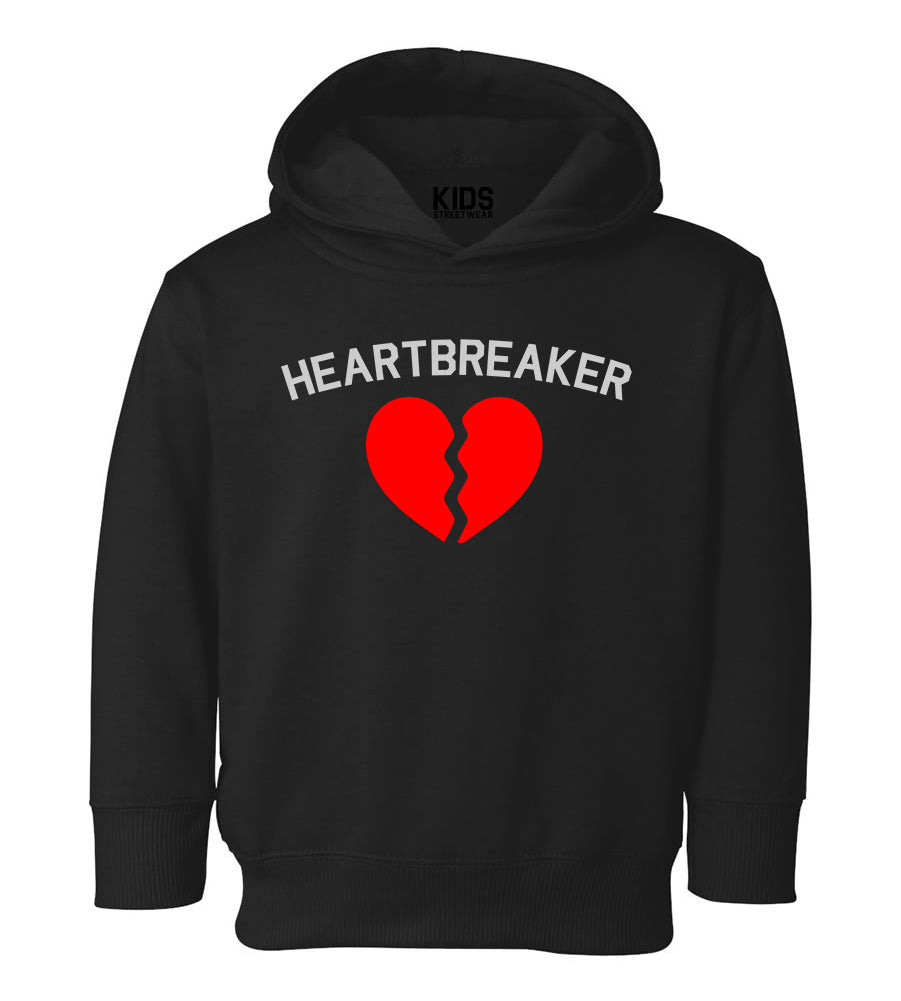 Heart Breaker Valentines Day Toddler Boys Pullover Hoodie Black