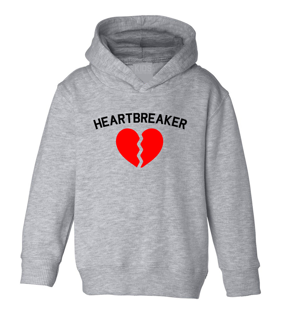 Heart Breaker Valentines Day Toddler Boys Pullover Hoodie Grey