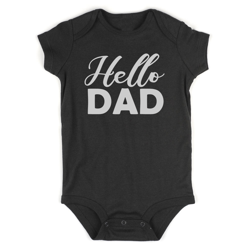 Hello Dad Pregnancy Announcement Baby Bodysuit One Piece Black