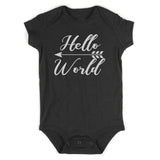 Hello World Arrow First Day Born Baby Bodysuit One Piece Black