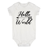 Hello World Arrow First Day Born Baby Bodysuit One Piece White